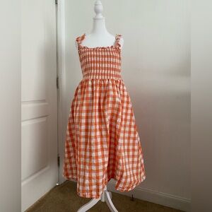Orange and White Gingham Dress by 2.7 August Apparel